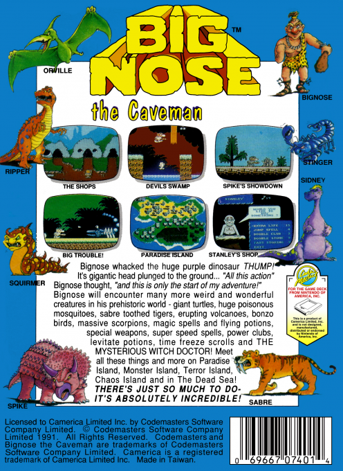 Big Nose the Caveman (Homebrew) — Box back